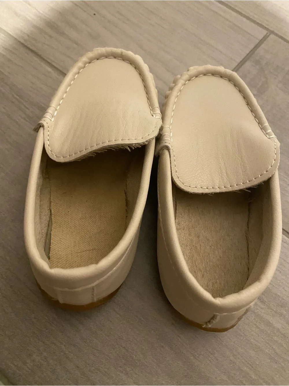 Kids Cream Slip-On Moccasins by